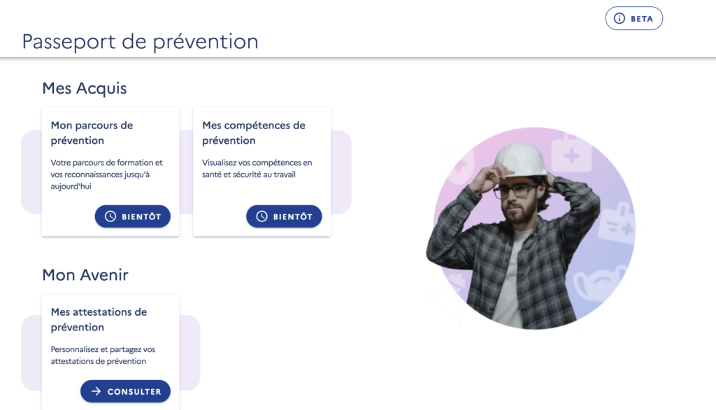 Aperçu de l'espace Passeport de prévention